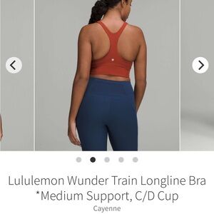 Lululemon wunder train longline bra in cayenne